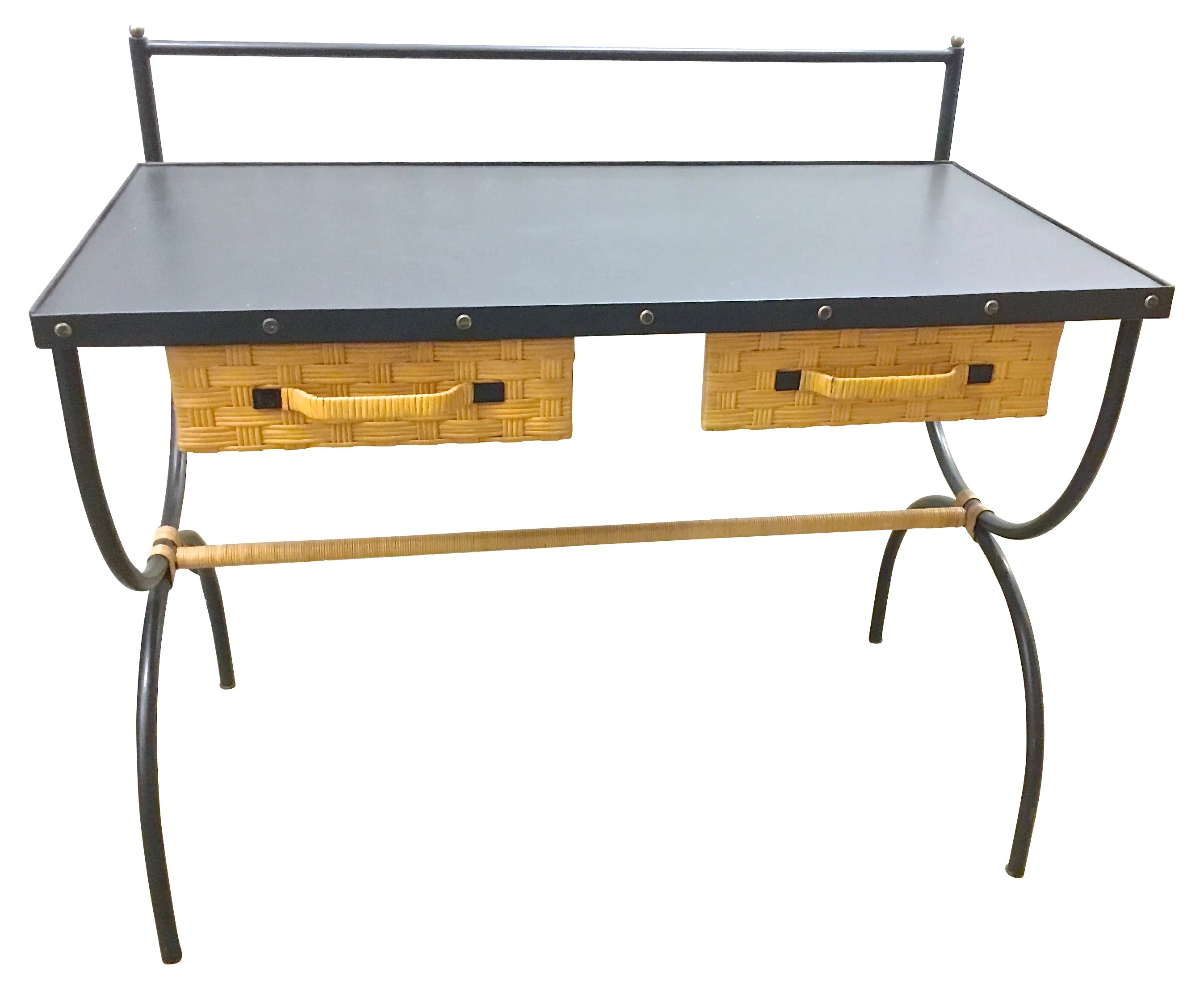 Mid-Century Modern Jacques Adnet Desk - Vermilion Designs - Black