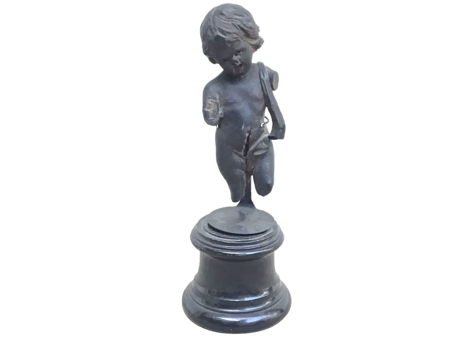 Antique Cherub on Ebonized Base - Vermilion Designs - Black