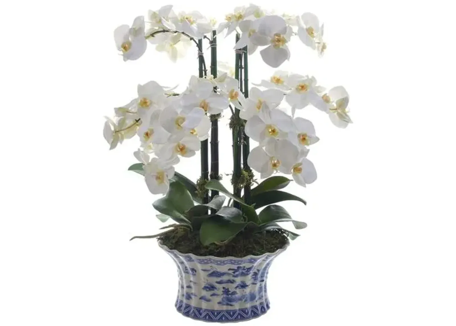 22" Phalaenopsis Orchid with Vessel - Faux - Handcrafted - White