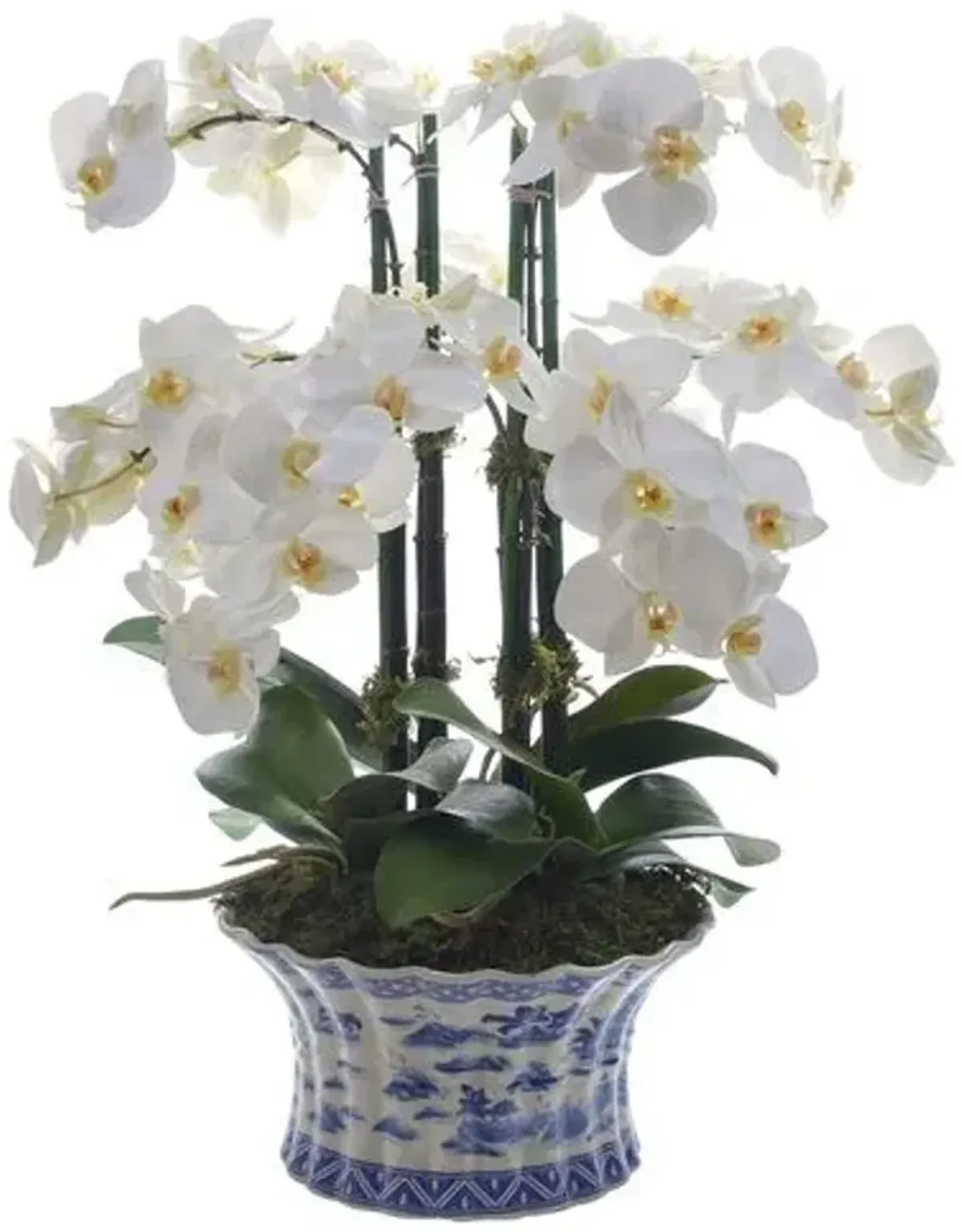 22" Phalaenopsis Orchid with Vessel - Faux - Handcrafted - White