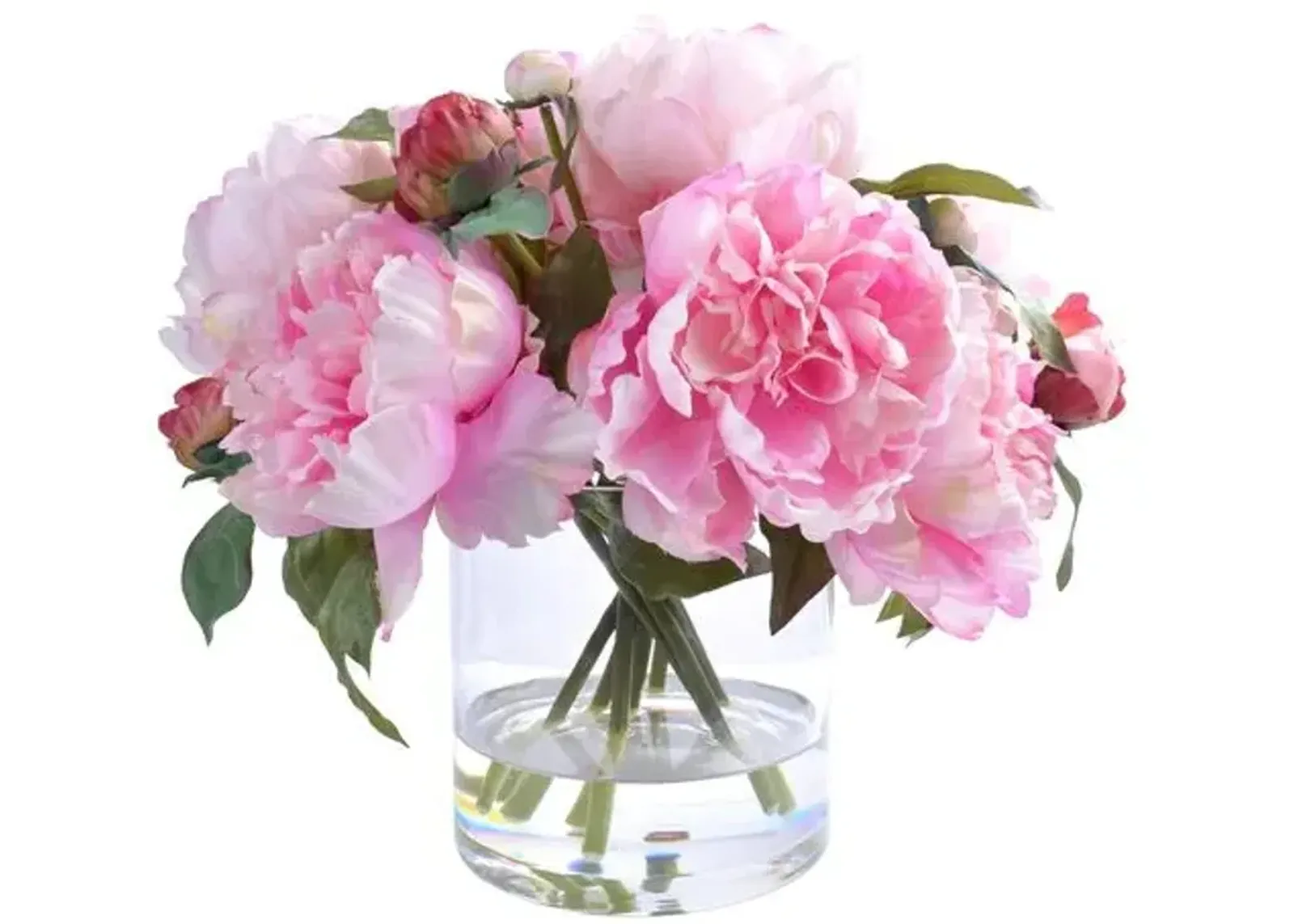 13" Everlasting Peony with Vase - Faux - Handcrafted - Pink