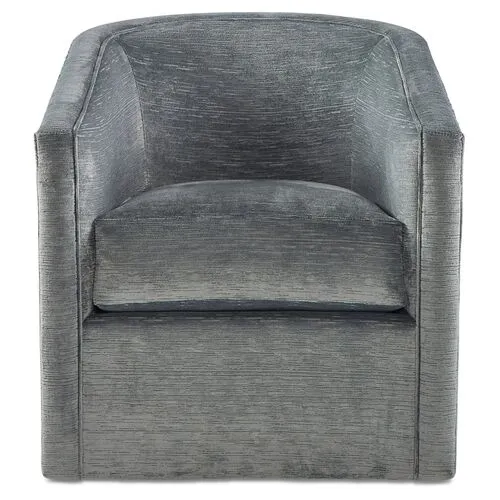 Monica Swivel Chair - Slate Blue Velvet - Miles Talbott - Handcrafted