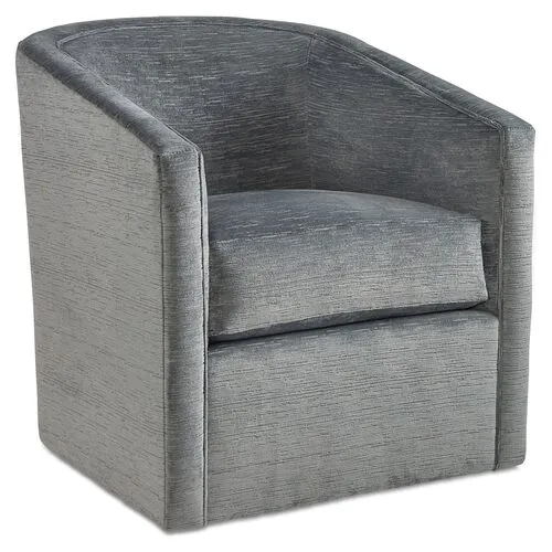 Monica Swivel Chair - Slate Blue Velvet - Miles Talbott - Handcrafted