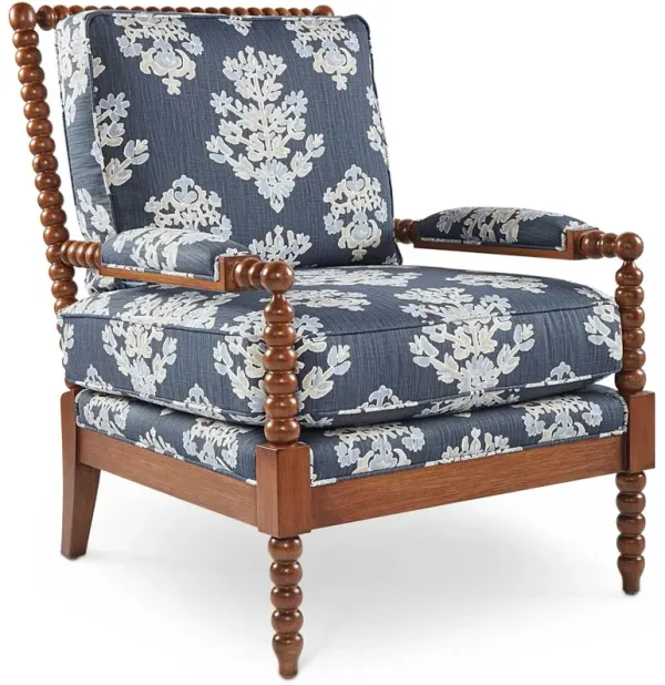 Bankwood Spindle Chair, Indigo Leaf Print