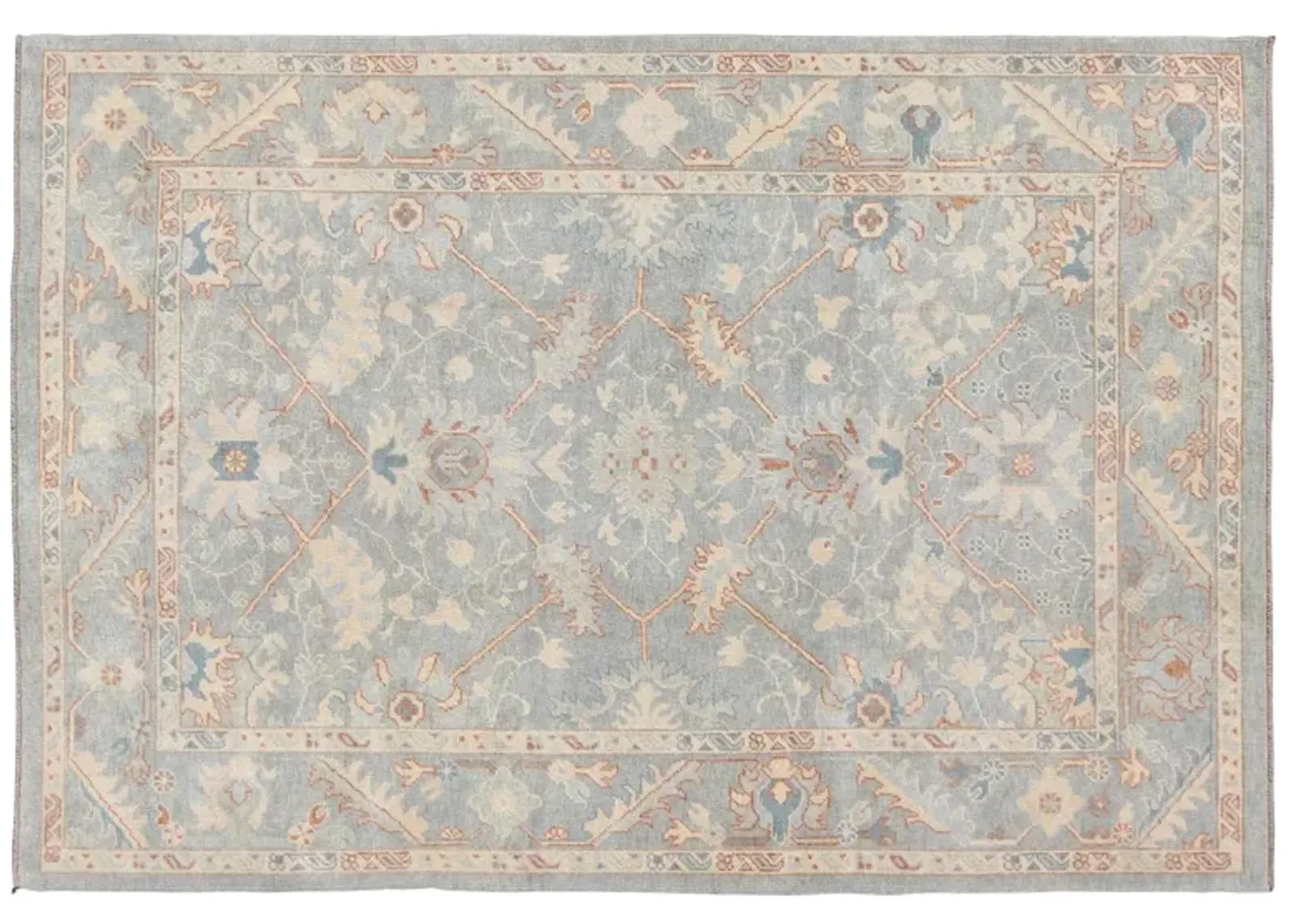 Turkish Oushak Rug - 6'8" x 9'5" - Keivan Woven Arts - Blue - Blue