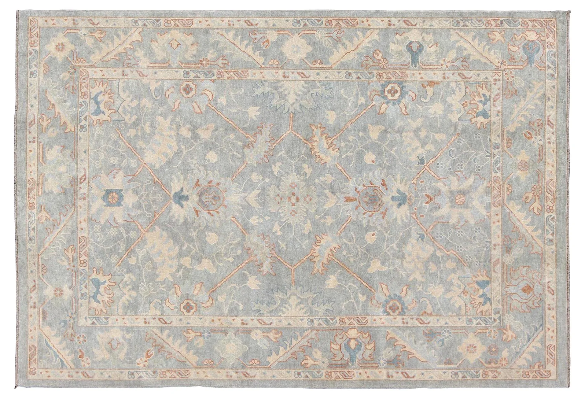 Turkish Oushak Rug - 6'8" x 9'5" - Keivan Woven Arts - Blue - Blue