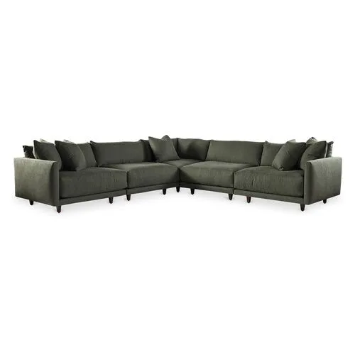 Nadell Velvet Modular Sectional - Handcrafted - Green