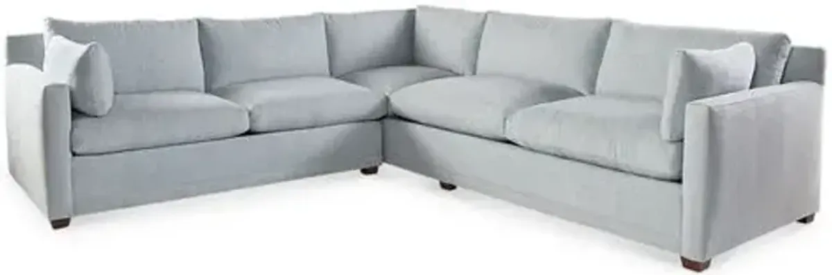 Saunders Sectional - Ice Blue - Handcrafted