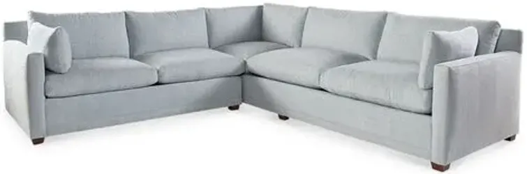 Saunders Sectional - Ice Blue - Handcrafted