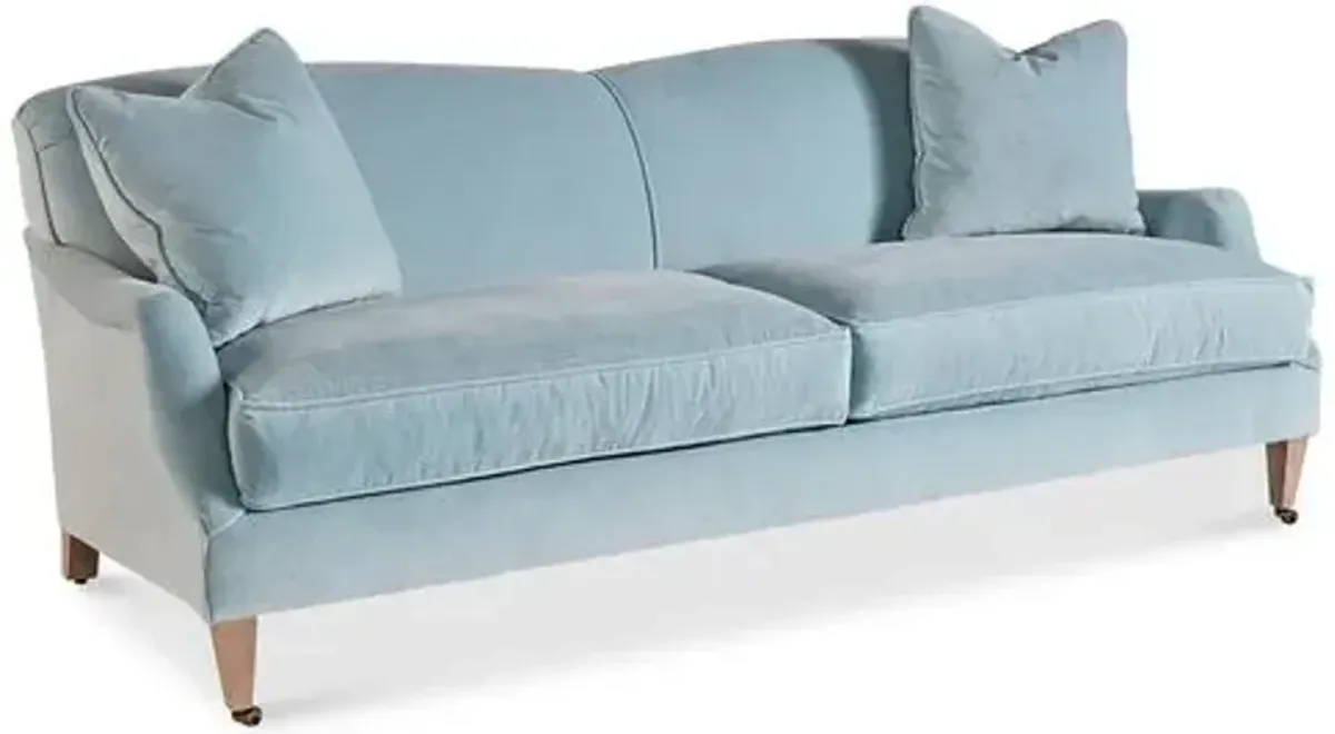 Magnolia Velvet Sofa - Ice Blue - Handcrafted