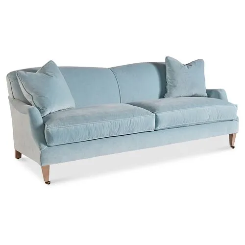 Magnolia Velvet Sofa - Ice Blue - Handcrafted