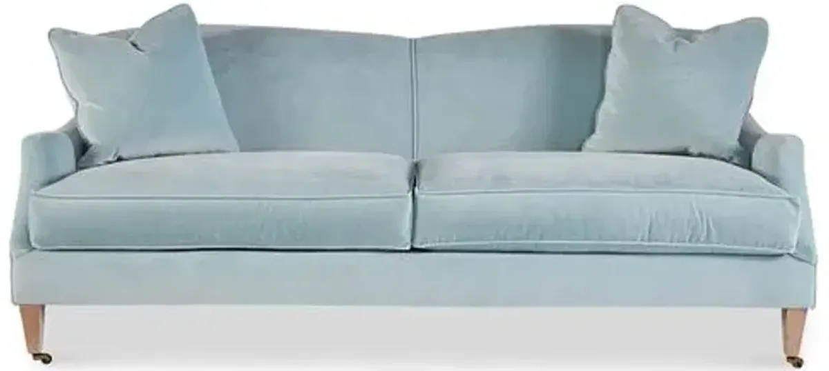 Magnolia Velvet Sofa - Ice Blue - Handcrafted