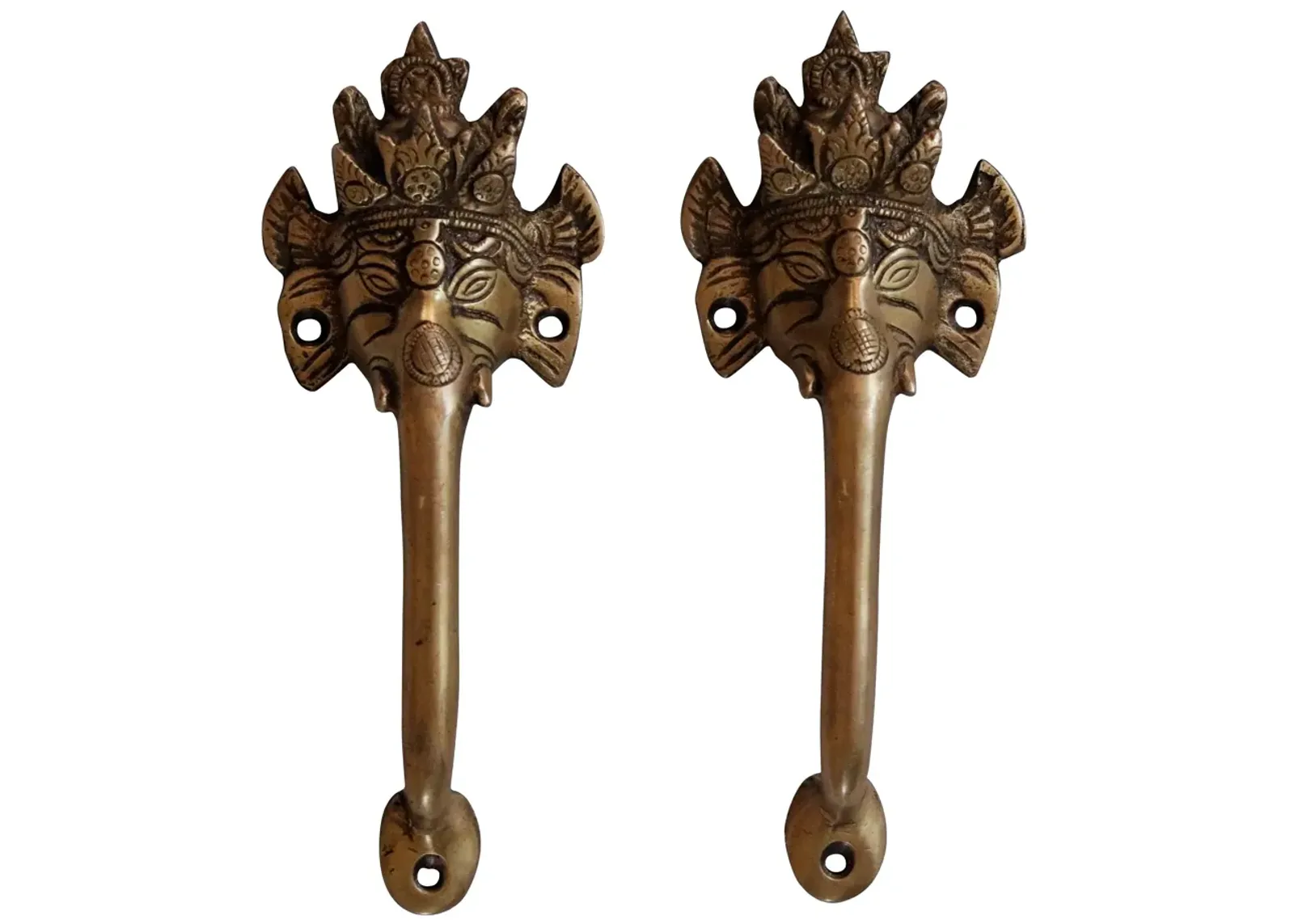 Brass Ganesha Door Handles - Set of 2 - Interesting Things - Gold