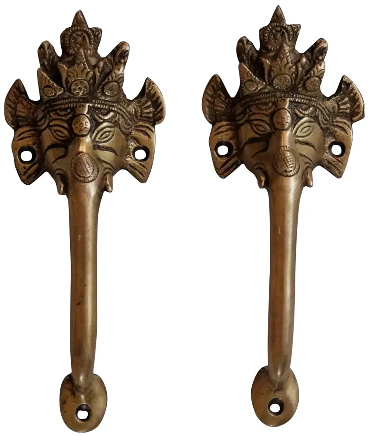 Brass Ganesha Door Handles - Set of 2 - Interesting Things - Gold