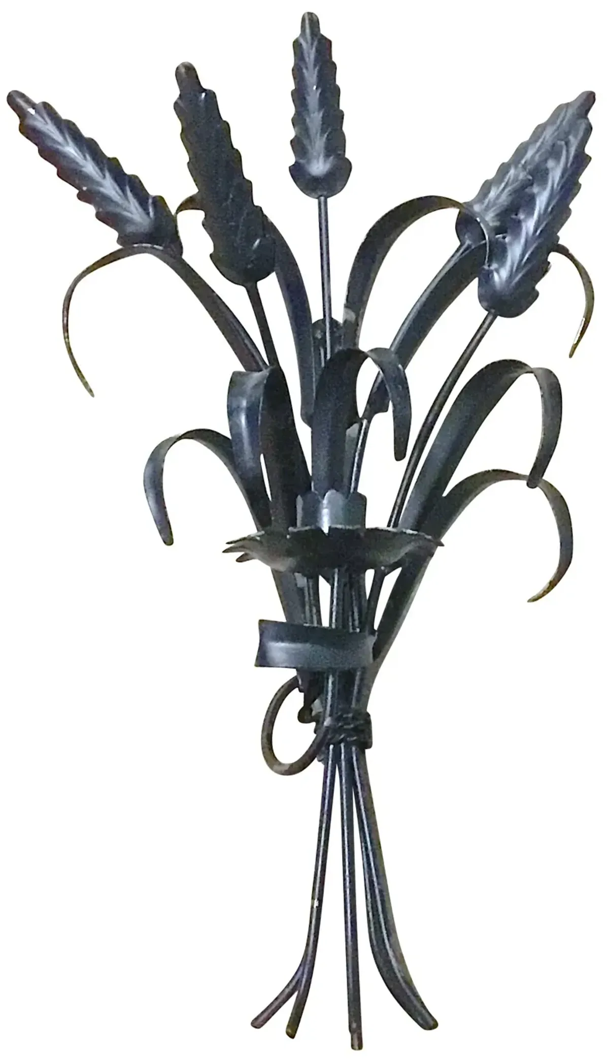 Tole Bundle of Wheat Candle Sconce - Vermilion Designs - Black