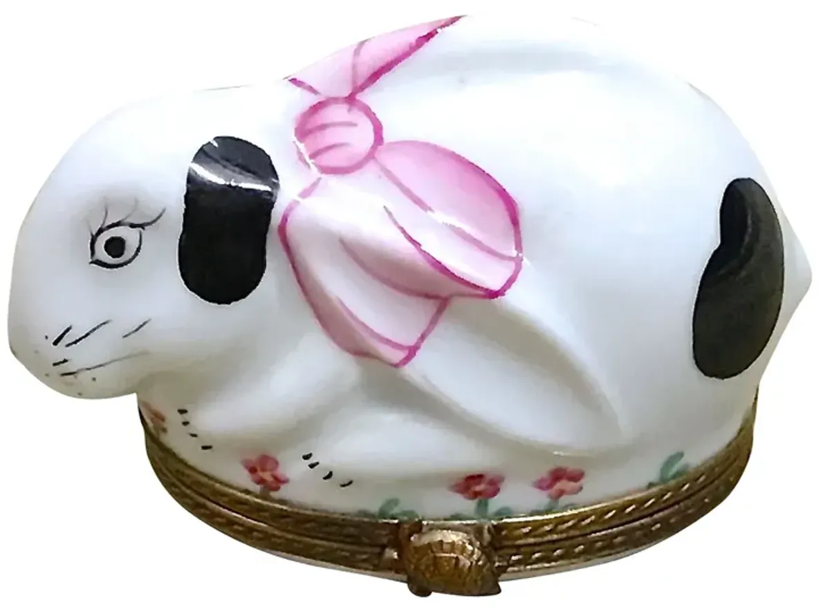 Porcelain & Brass Rabbit Limoges Box - Vermilion Designs - White