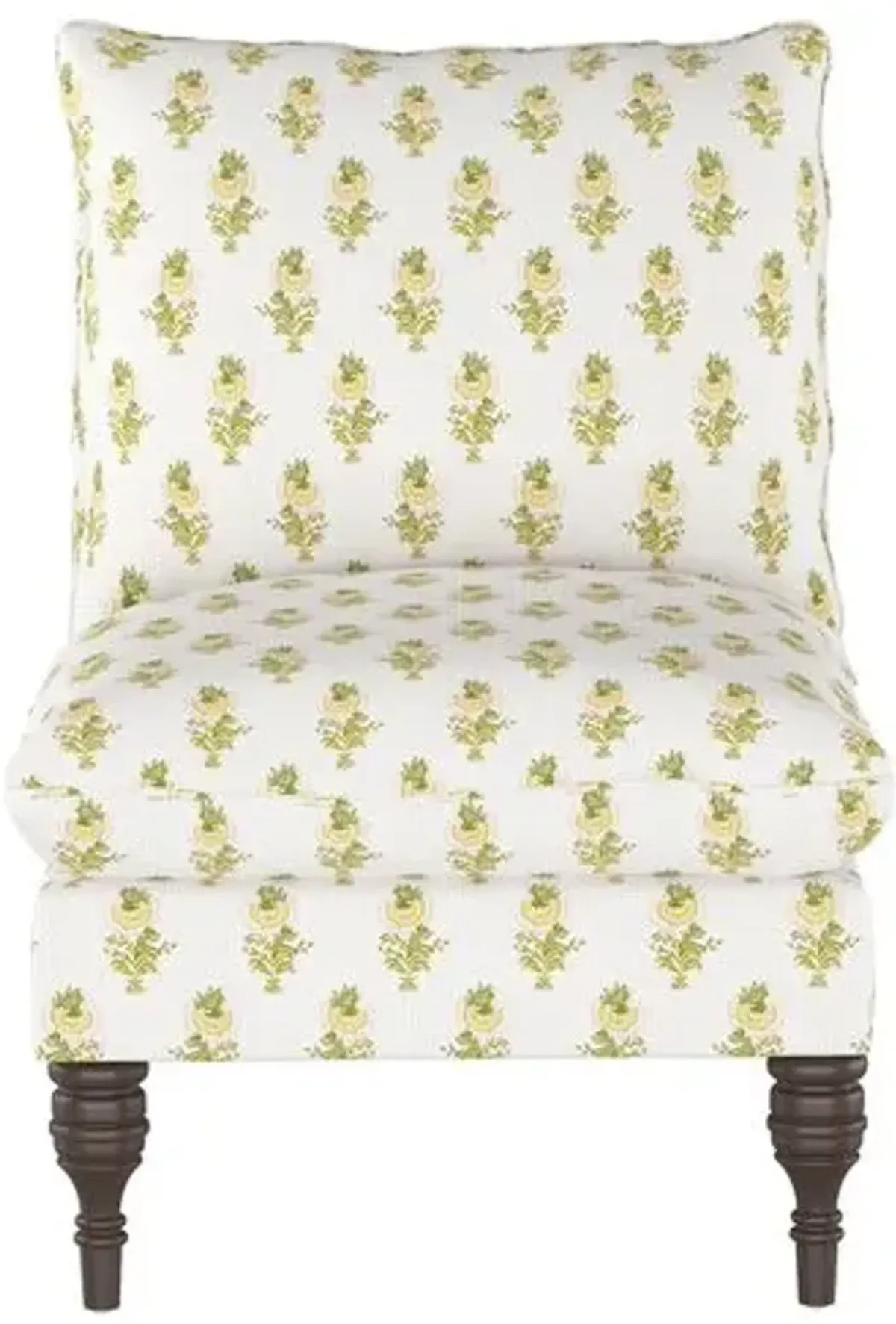 Desert Flower Slipper Chair - Spring Green - Handcrafted