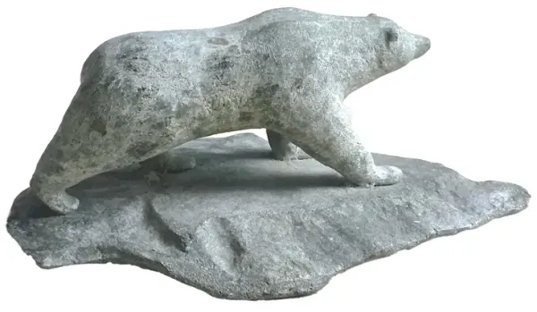 Carved Stone Bear Sculpture - Vermilion Designs - Gray
