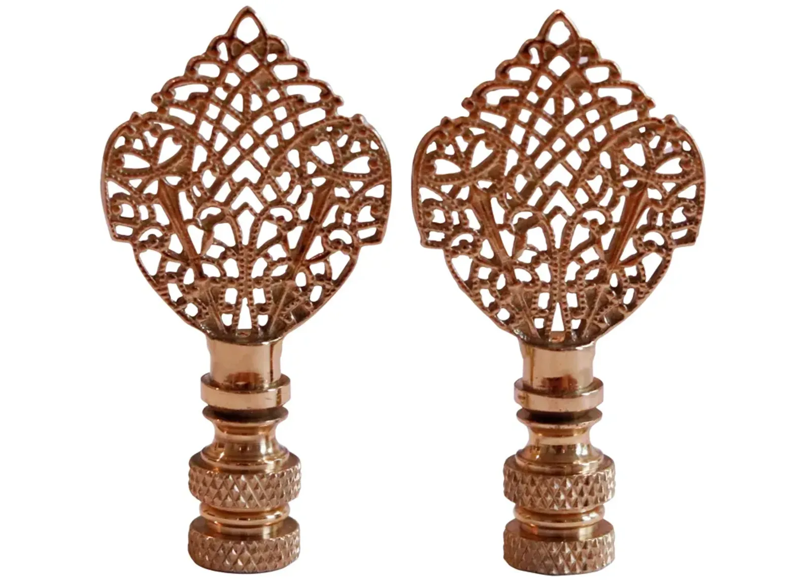 Brass Filigree Lamp Finials - a Pair By Interesting Things - Gold