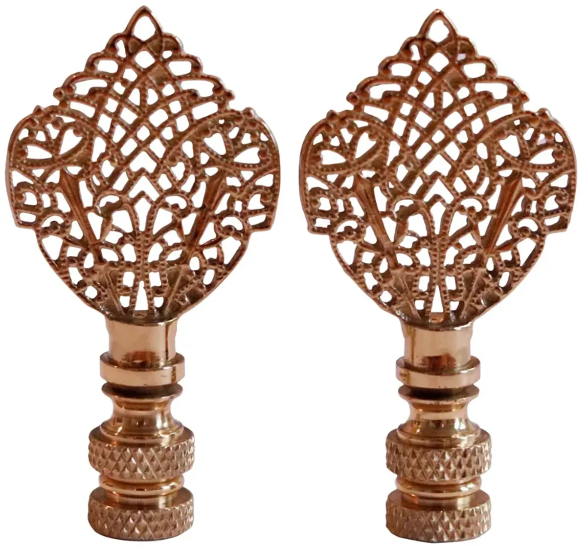 Brass Filigree Lamp Finials - a Pair By Interesting Things - Gold