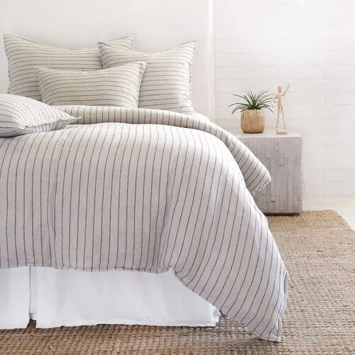 Blake Duvet Cover - Flax/Midnight - Pom Pom at Home - Gray