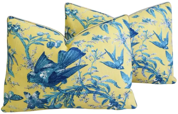 Blue Birds & Butterflies Pillows - Set of 2