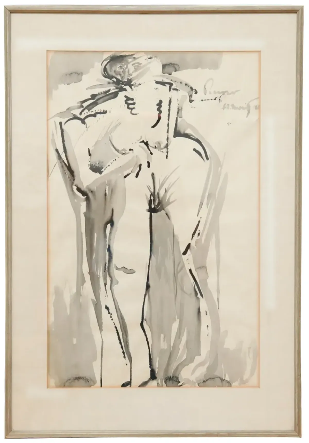 Standing Nude by Elliott Barowitz - 1961 - Interesting Things - Gray