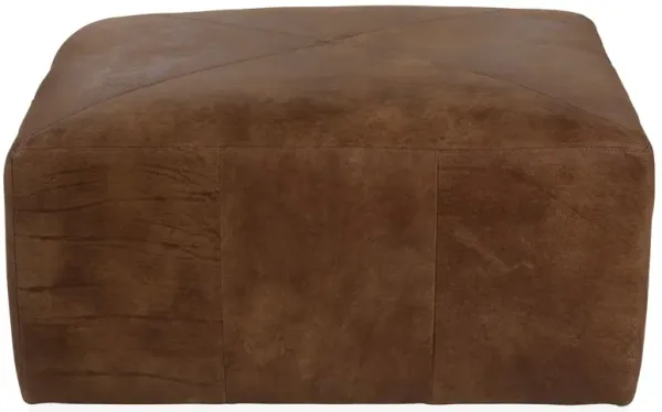 Kinson Square Cocktail Ottoman, Caramel Leather