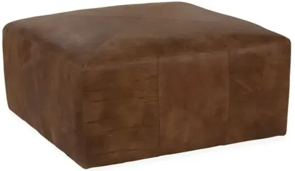 Kinson Square Cocktail Ottoman - Caramel Leather - Handcrafted