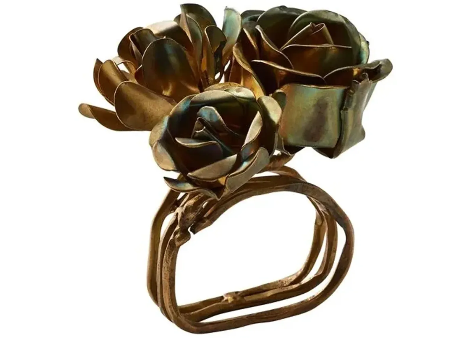 Set of 4 Bouquet Napkin Rings - Gold - Kim Seybert