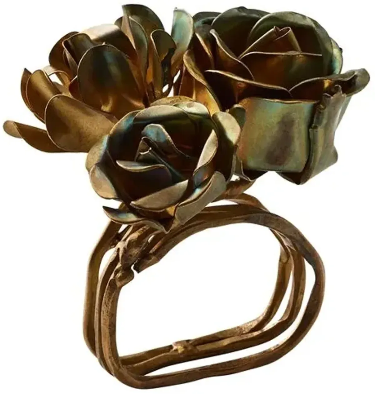 Set of 4 Bouquet Napkin Rings - Gold - Kim Seybert