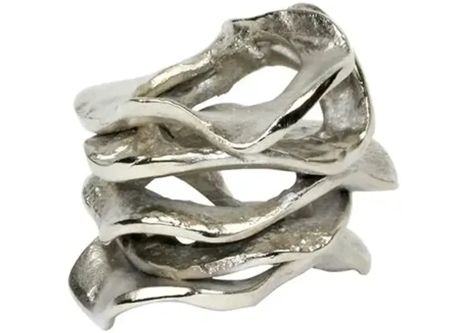 Set of 4 Flux Napkin Rings - Silver - Kim Seybert