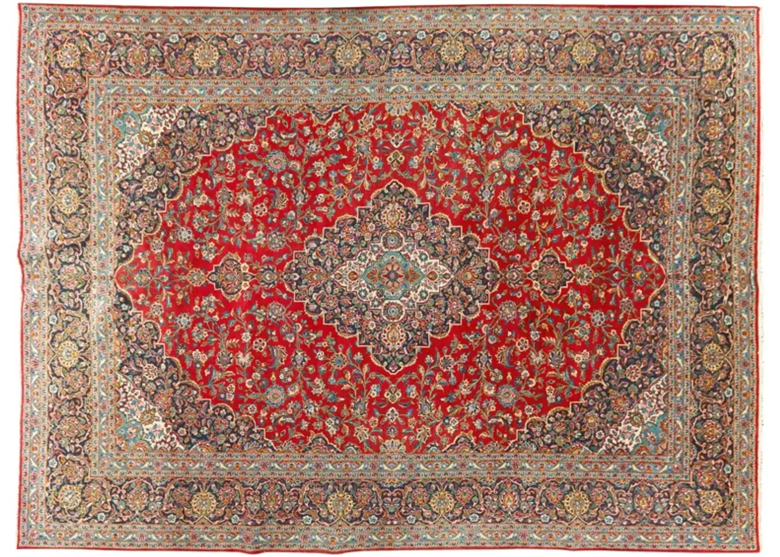 10'4"x14'5" Persian Kashan Rug - Red - Red