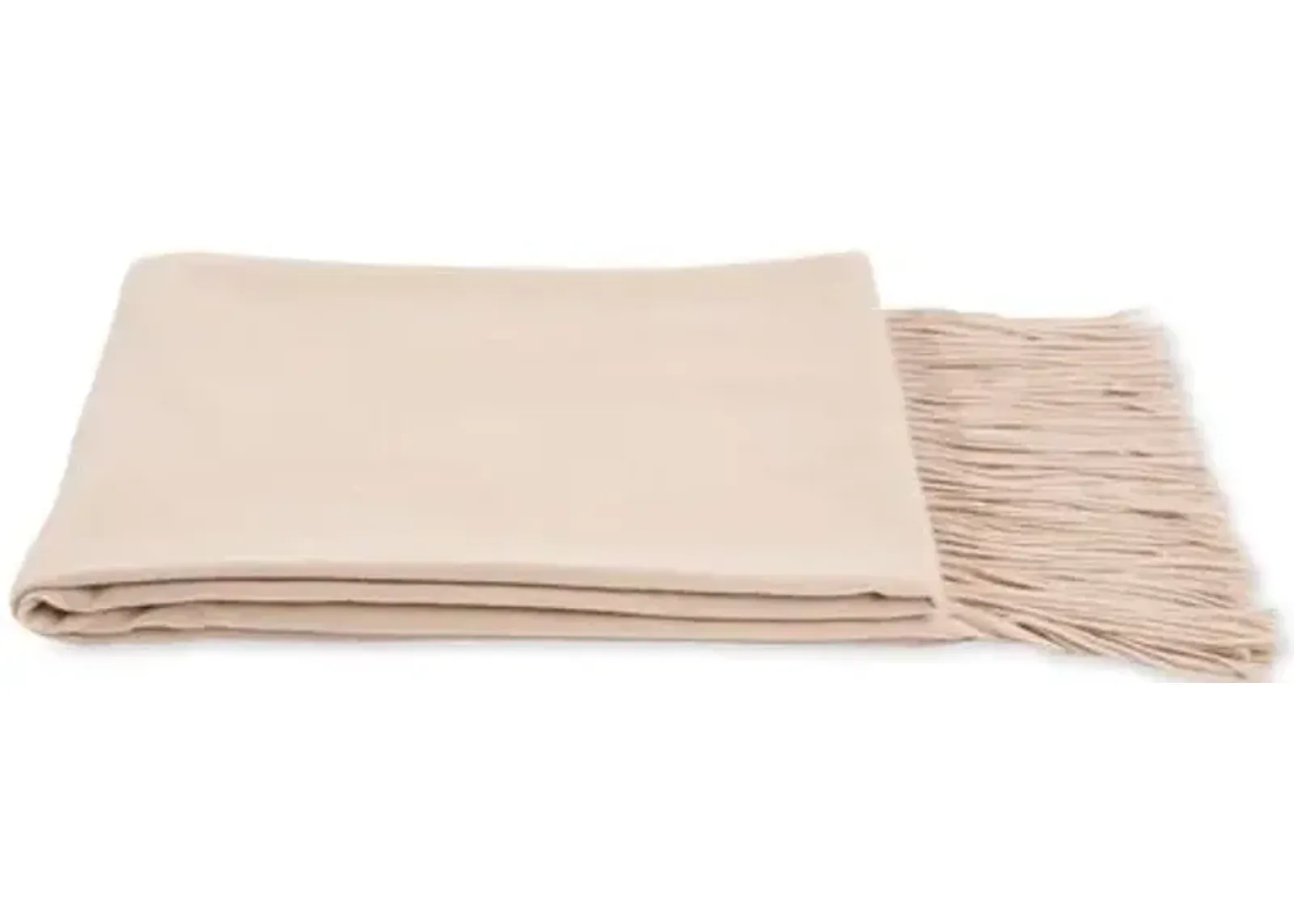 Cashmere-Blend Throw - Oat - Beige, Fringed