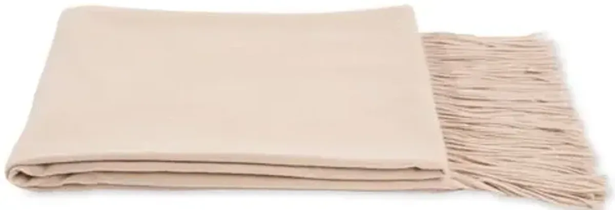 Cashmere-Blend Throw - Oat - Beige, Fringed