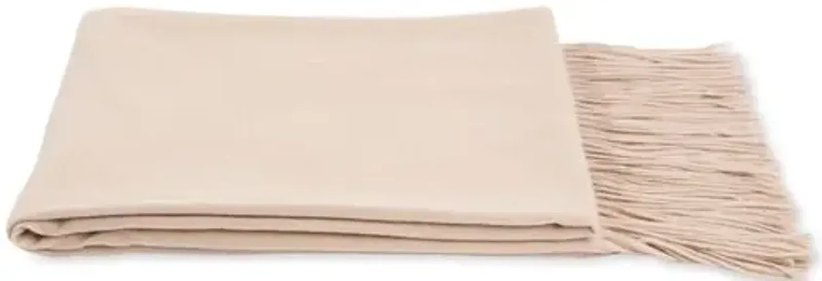 Cashmere-Blend Throw - Oat - Beige, Fringed