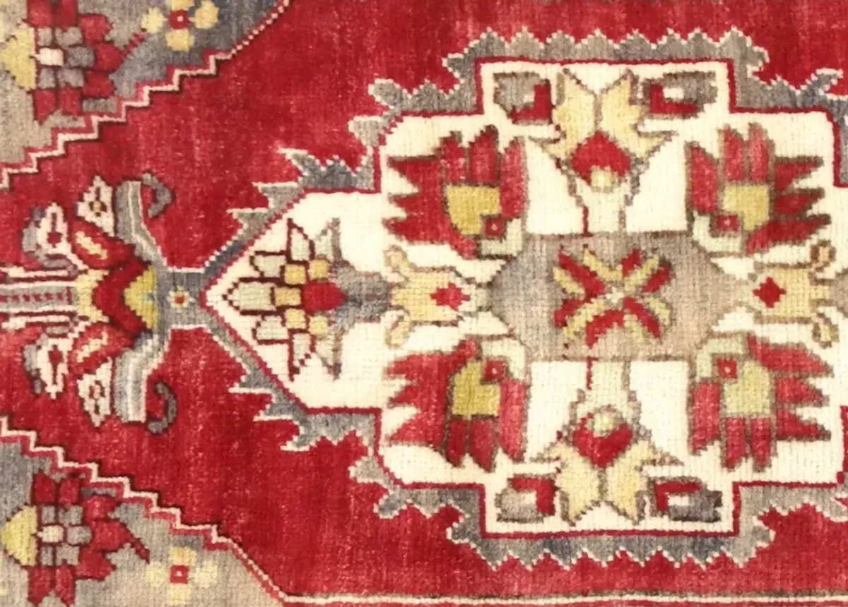 1960s Turkish Oushak Yastik - 1'11"x3'10" - Nalbandian - Red