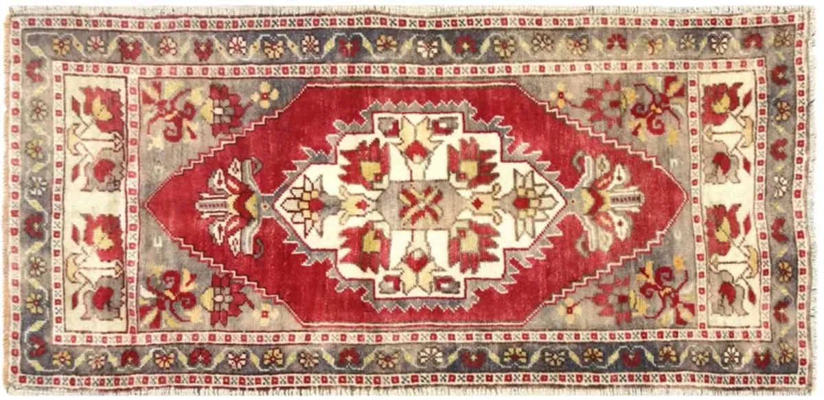 1960s Turkish Oushak Yastik - 1'11"x3'10" - Nalbandian - Red