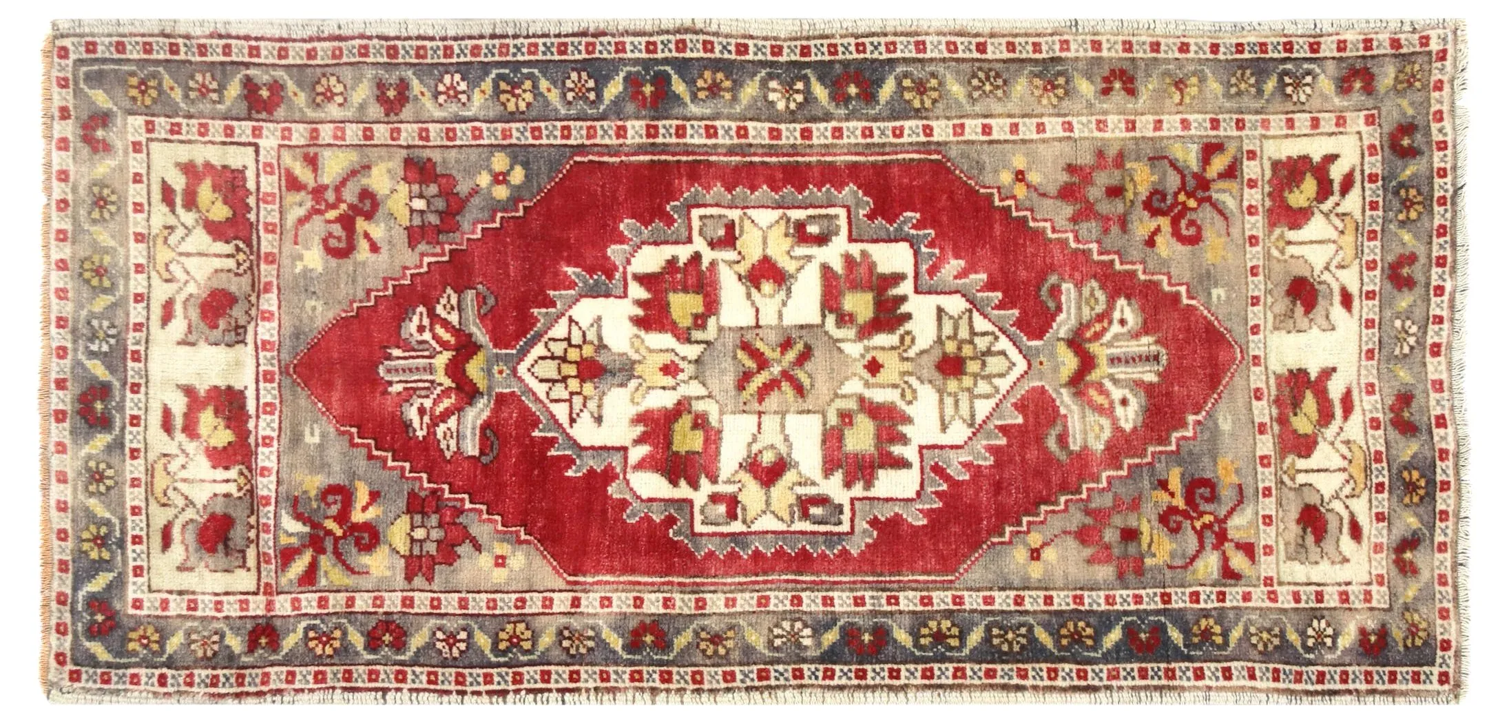 1960s Turkish Oushak Yastik - 1'11"x3'10" - Nalbandian - Red