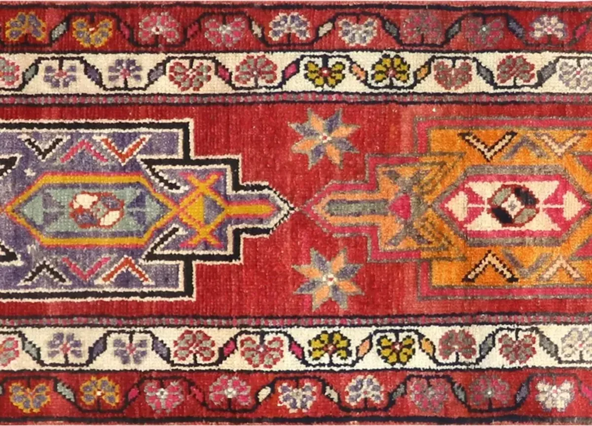 1960s Turkish Oushak Runner - 2'8" x13'8" - Nalbandian - Red