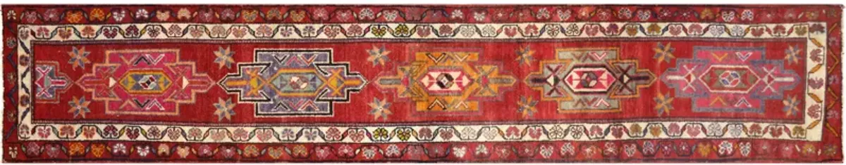 1960s Turkish Oushak Runner - 2'8" x13'8" - Nalbandian - Red