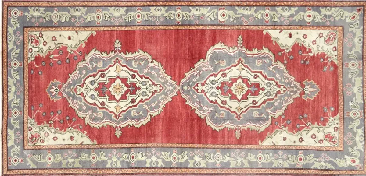 1960s Turkish Oushak Rug - 5'4" x 11'2" - Nalbandian - Red - Red