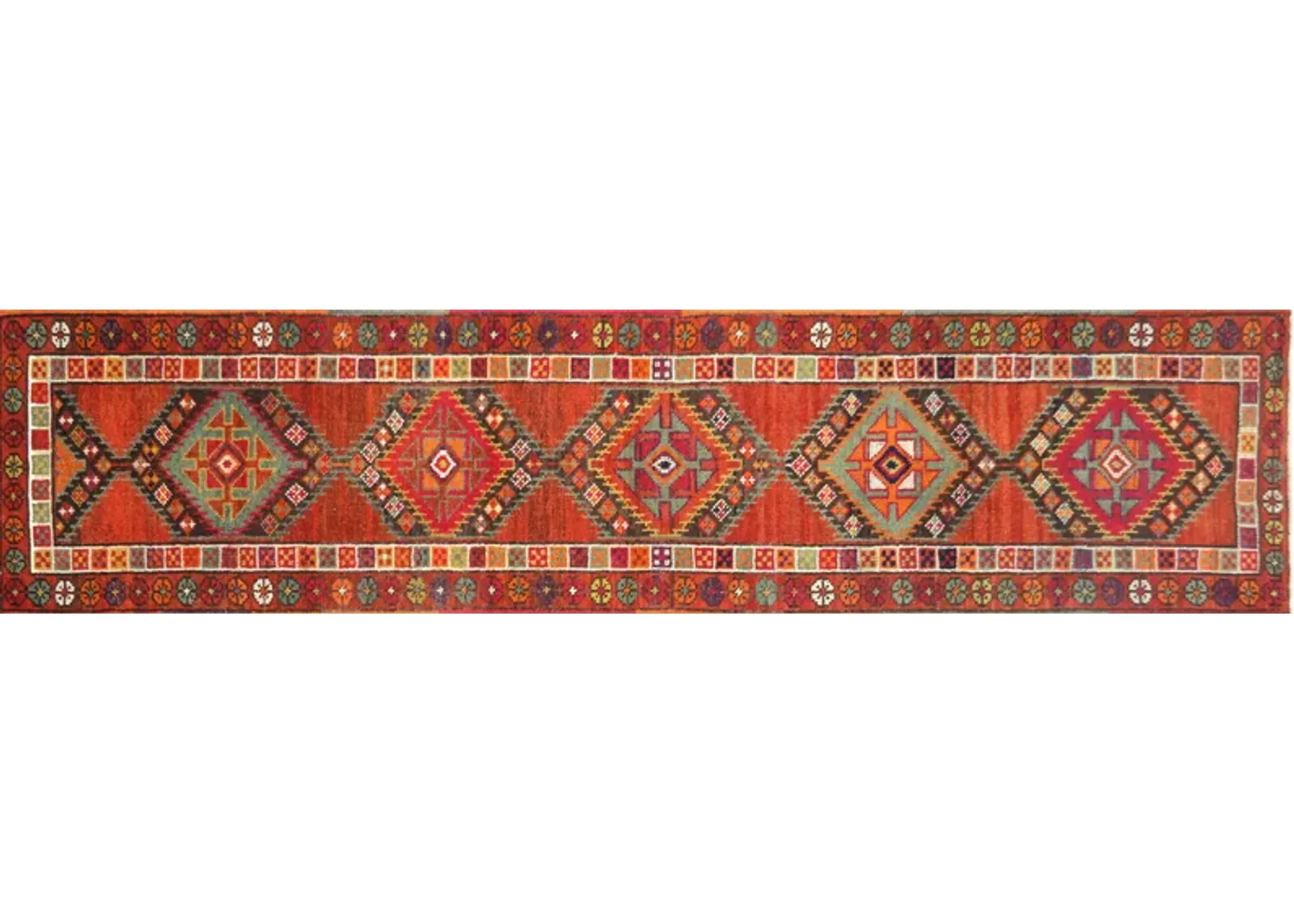 1960s Turkish Oushak Runner - 2'9" x11'5" - Nalbandian - Red