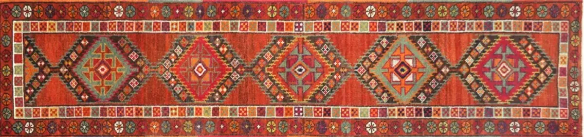 1960s Turkish Oushak Runner - 2'9" x11'5" - Nalbandian - Red