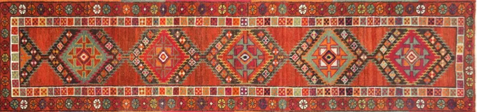 1960s Turkish Oushak Runner - 2'9" x11'5" - Nalbandian - Red