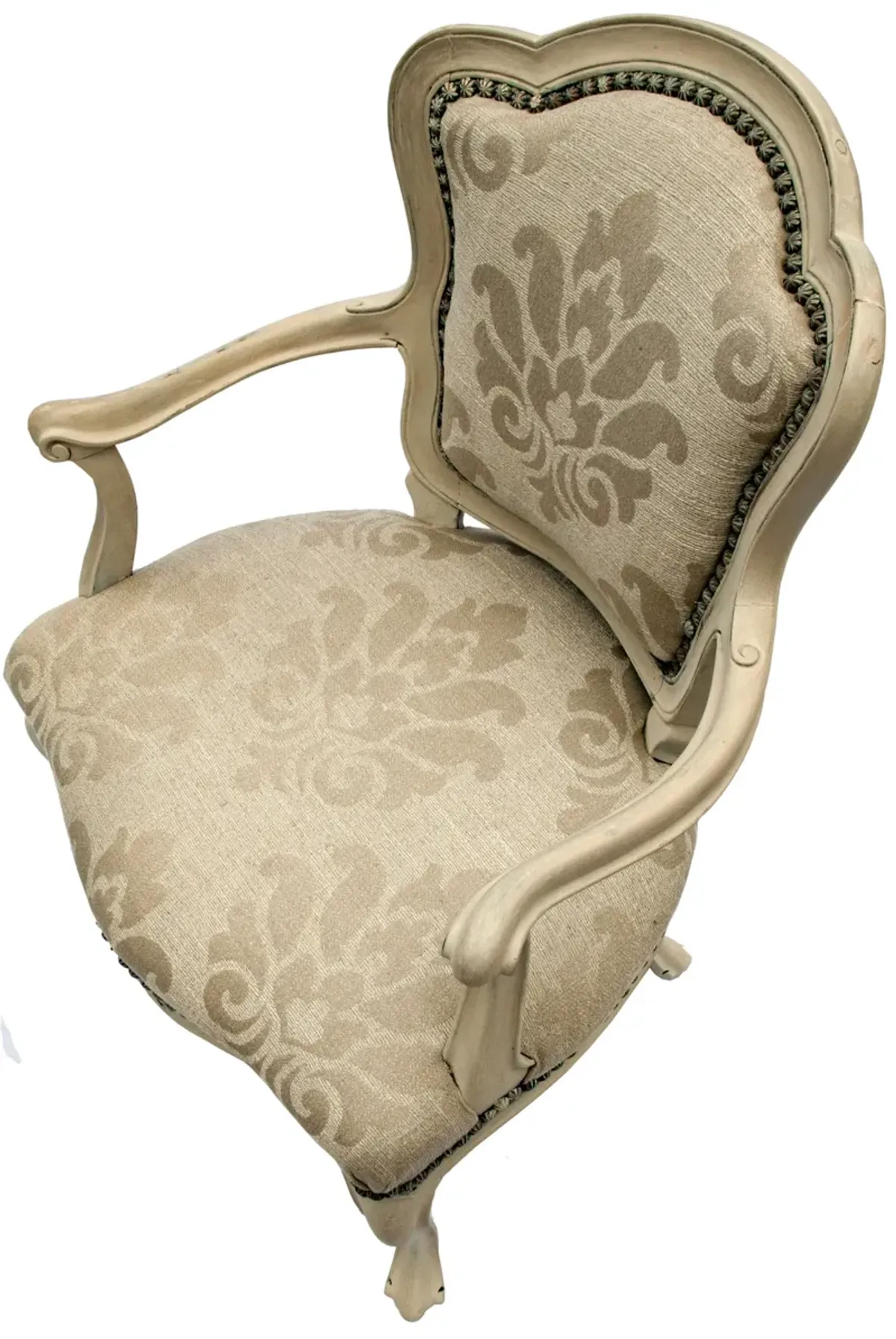 Handpainted French Berg re Chair - Fleur de Lex Antiques - Ivory