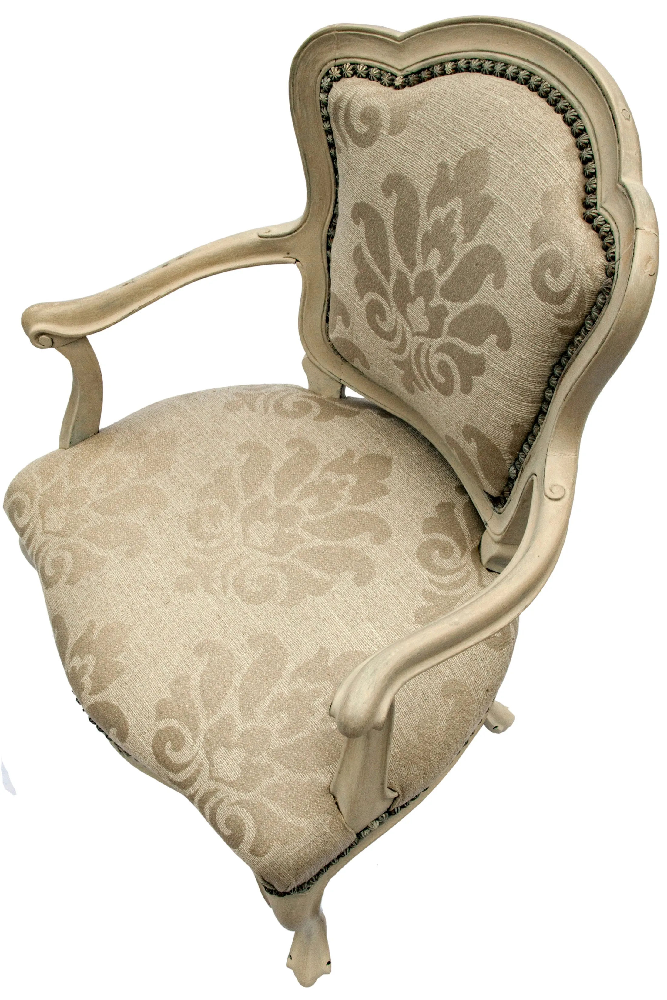 Handpainted French Berg re Chair - Fleur de Lex Antiques - Ivory