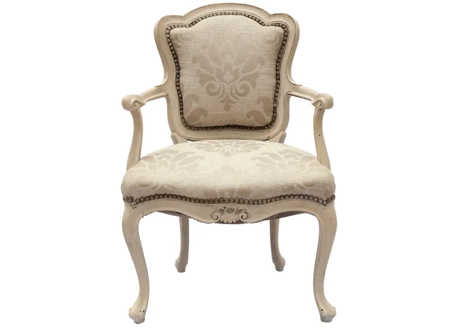 Handpainted French Berg re Chair - Fleur de Lex Antiques - Ivory