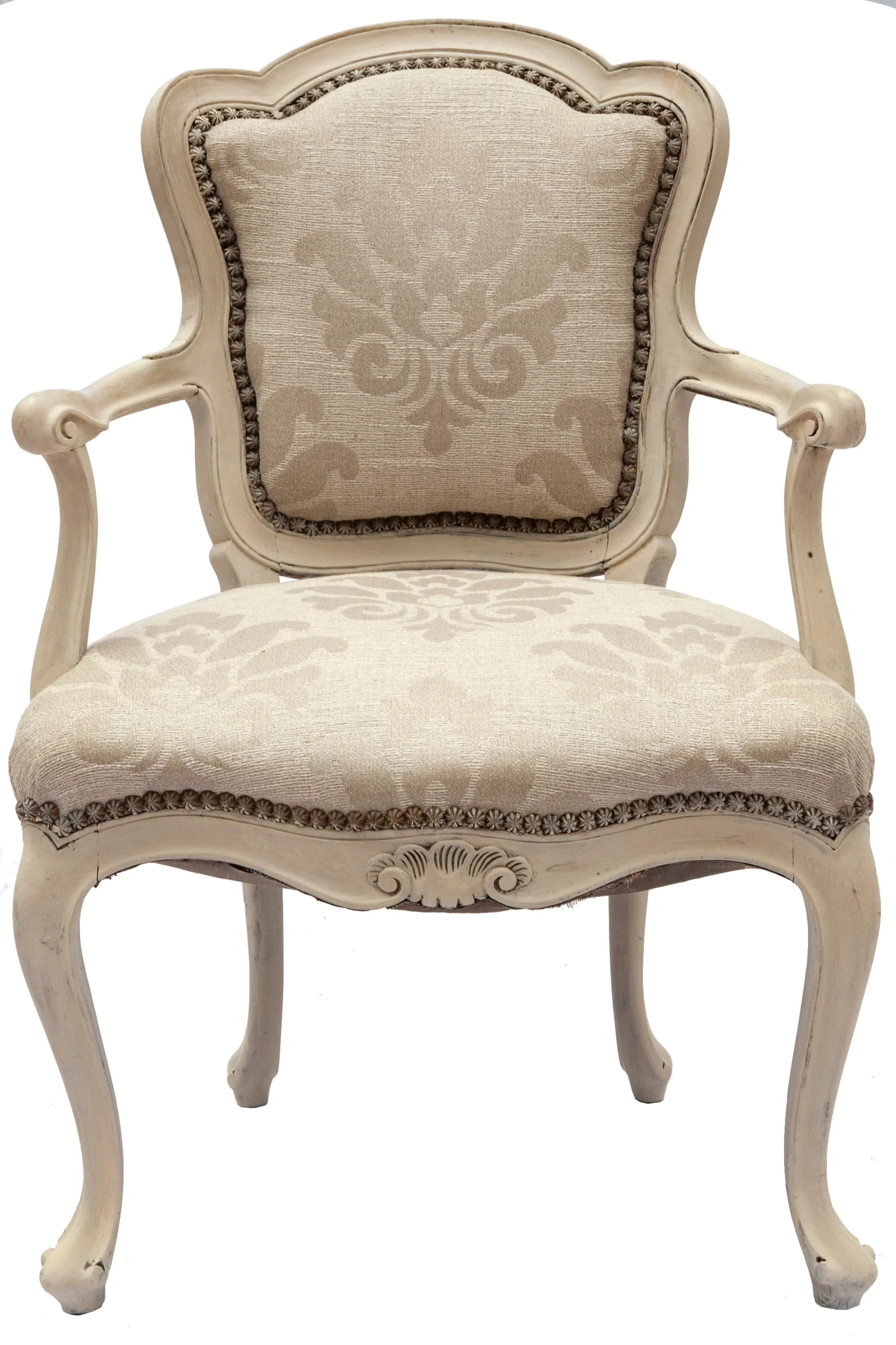 Handpainted French Berg re Chair - Fleur de Lex Antiques - Ivory