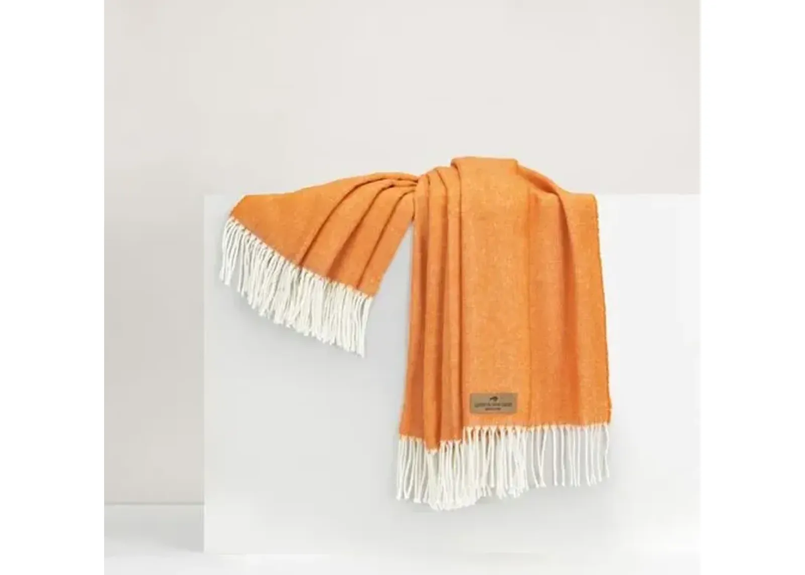 Herringbone Throw - Lands Downunder - Orange - Lightweight, Soft, Warm, Fringed